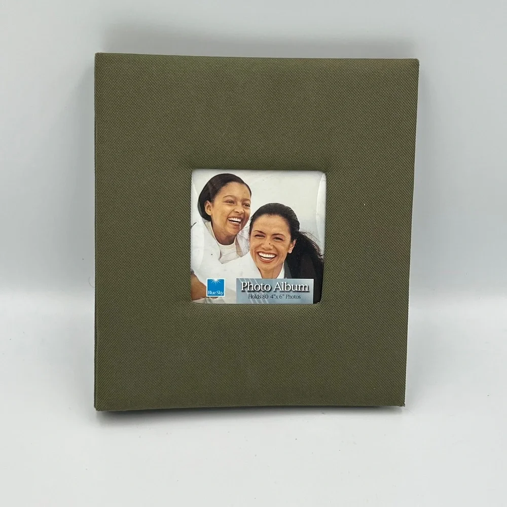 Blue Sky Photo Album Unisex OS Olive Green Brand New Fabric 80 Count 4x6 Window